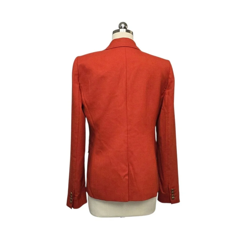 J.Crew Schoolboy Blazer 10T Orange Wool Blend Gold Crest Button Jacket Academia